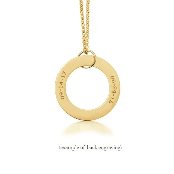 14k Gold Circle Pendant Necklace - 2 Names