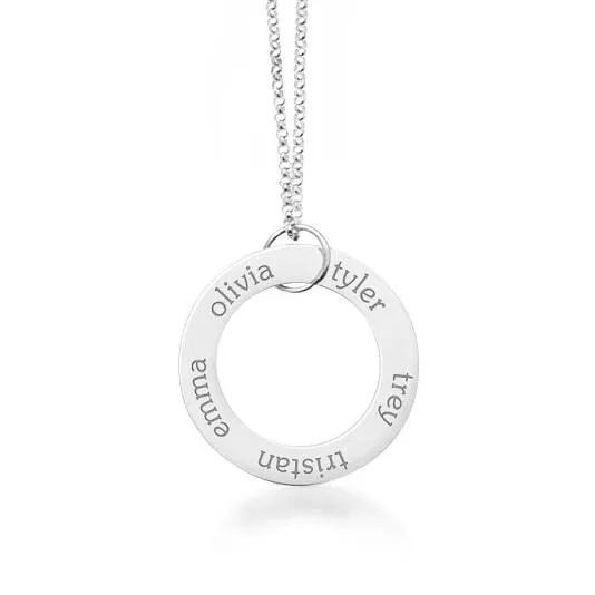 14k Gold Circle Pendant Necklace - 5 Names