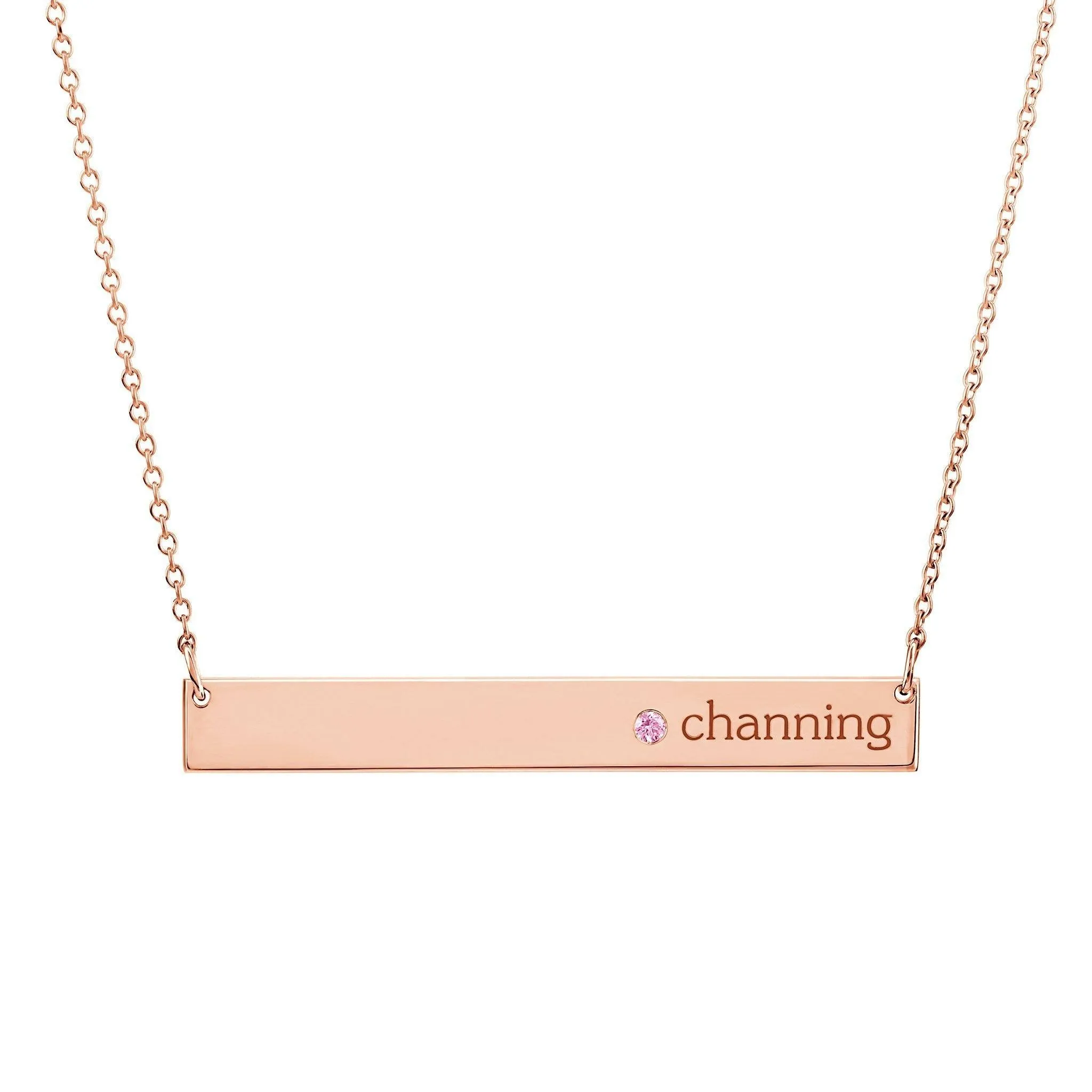 14k Gold Skinny Bar Birthstone Necklace - 1 Stone