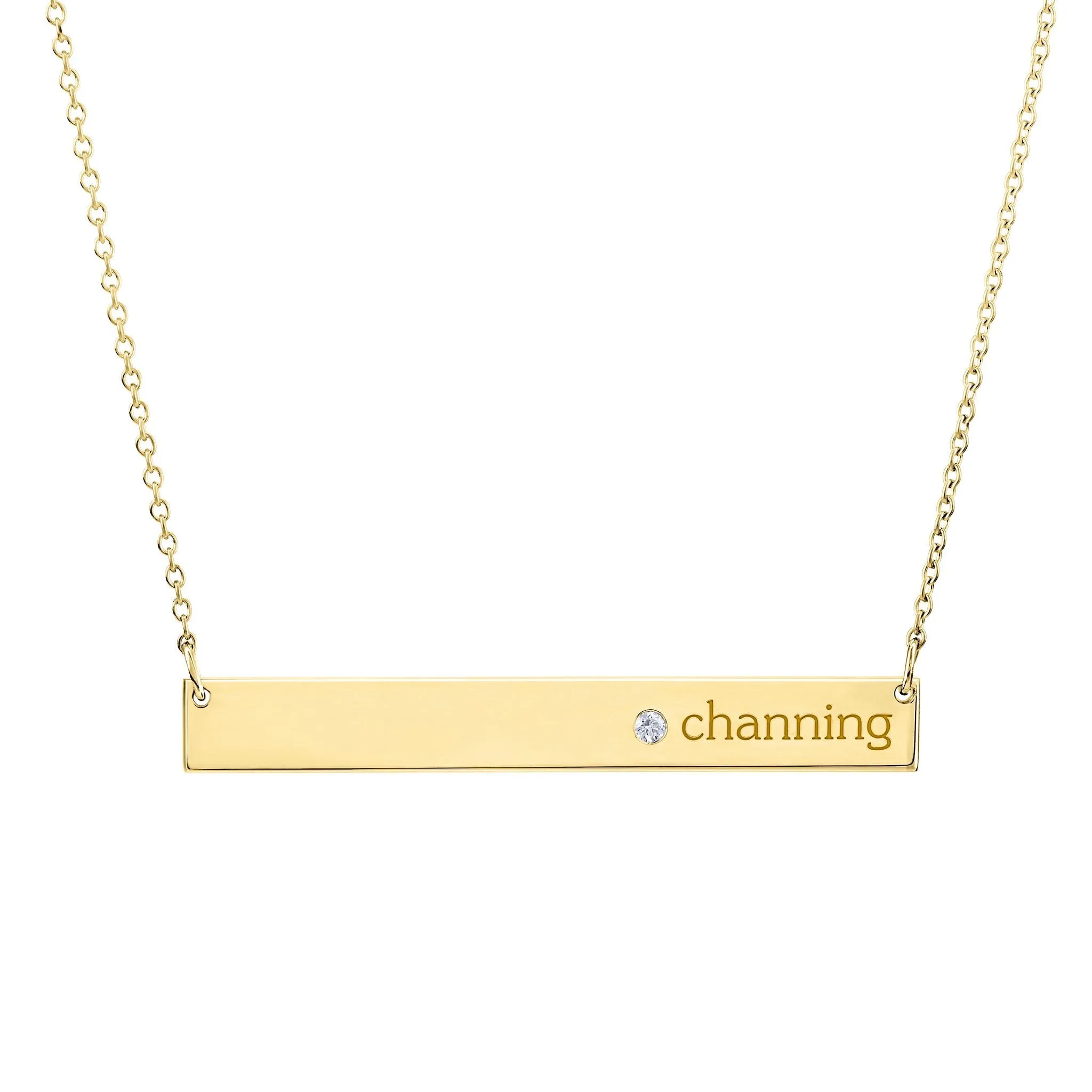 14k Gold Skinny Bar Birthstone Necklace - 1 Stone