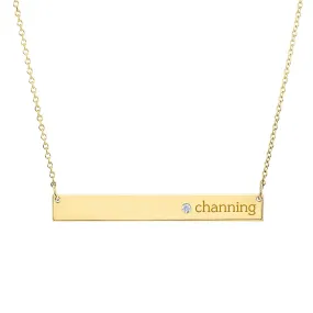 14k Gold Skinny Bar Birthstone Necklace - 1 Stone