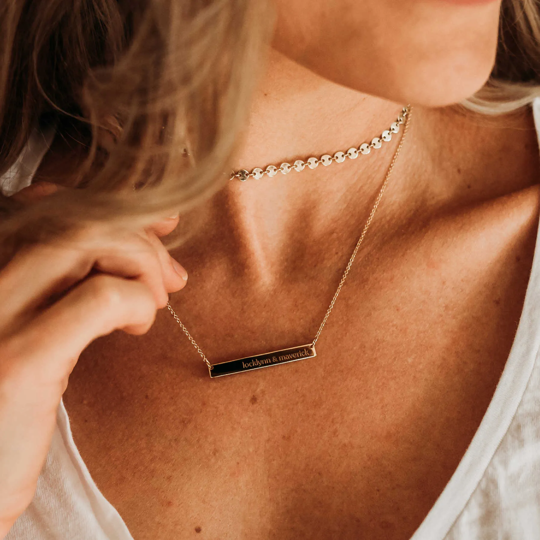 14K Gold Skinny Bar Necklace