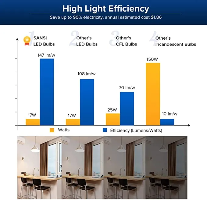 A21 27W LED 3000K/5000K Light Bulb