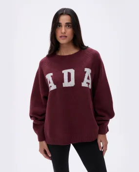 ADA Oversized Knit Sweatshirt - Burgundy/Light Grey Melange