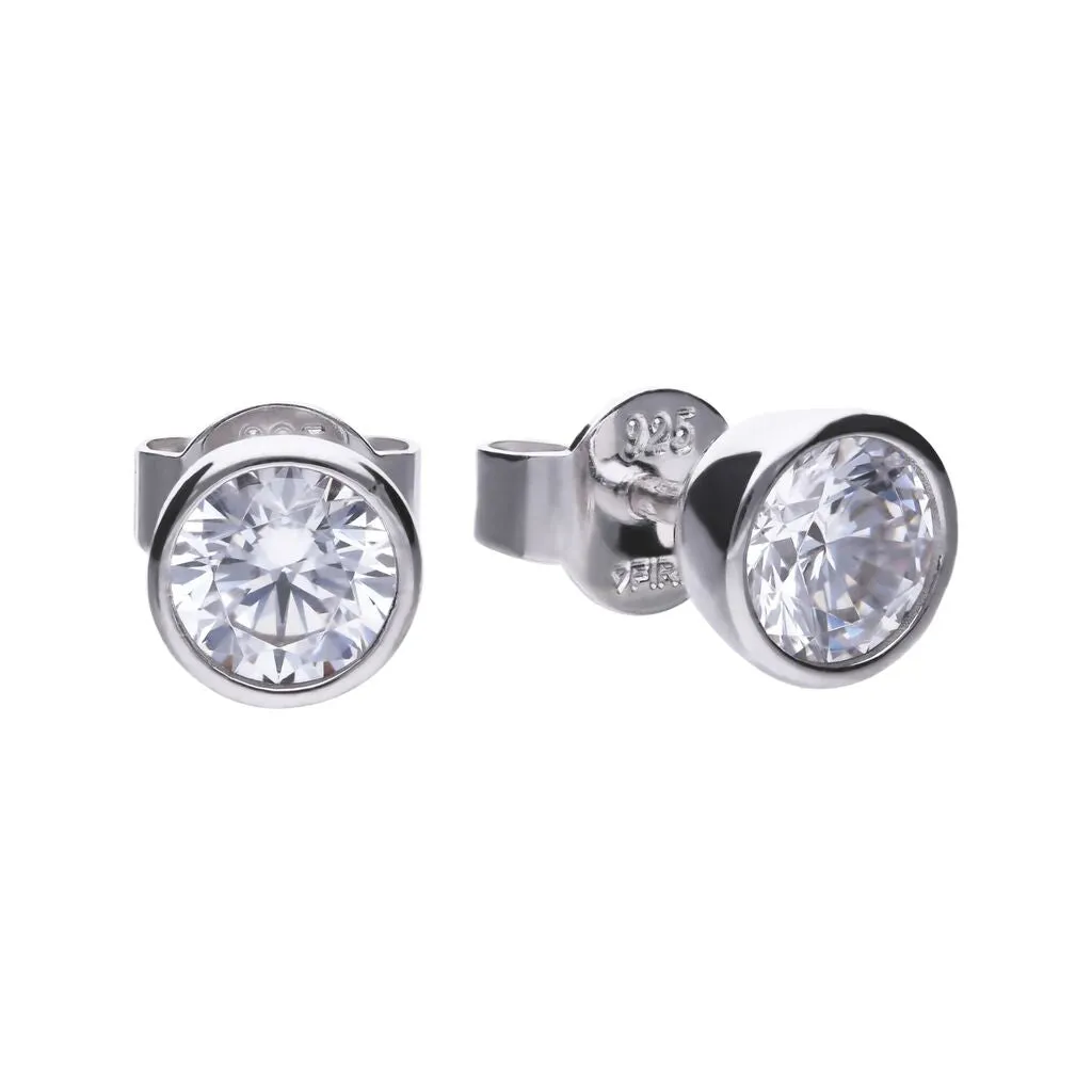 Bezel Set 1 Carat Zirconia Earrings - E5618