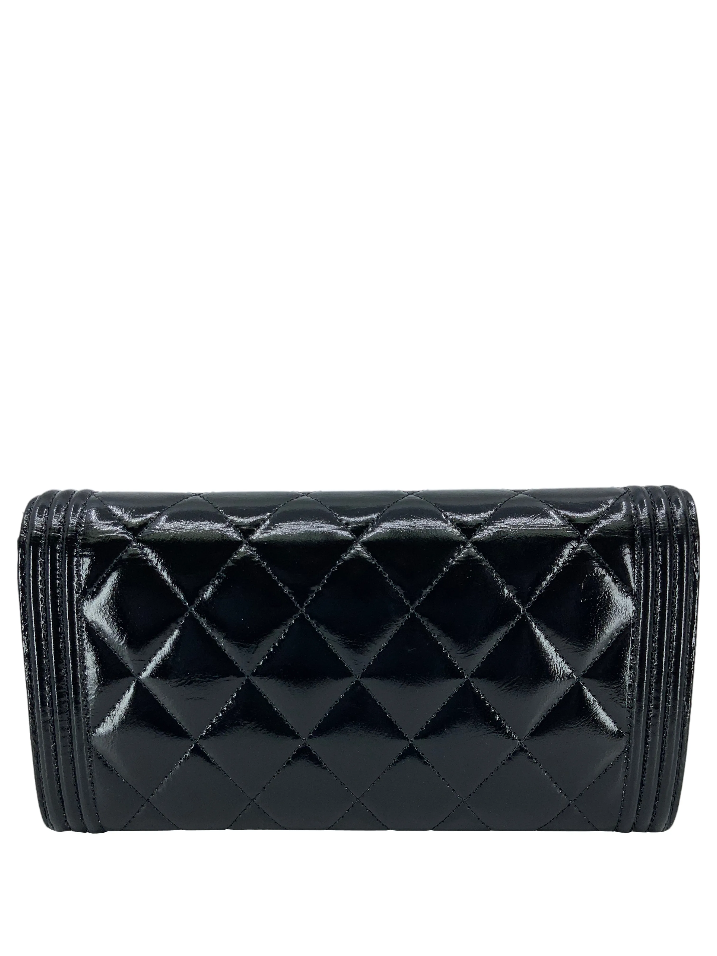 Chanel Quilted Glazed Aged Calfskin Long Boy Flap Wallet