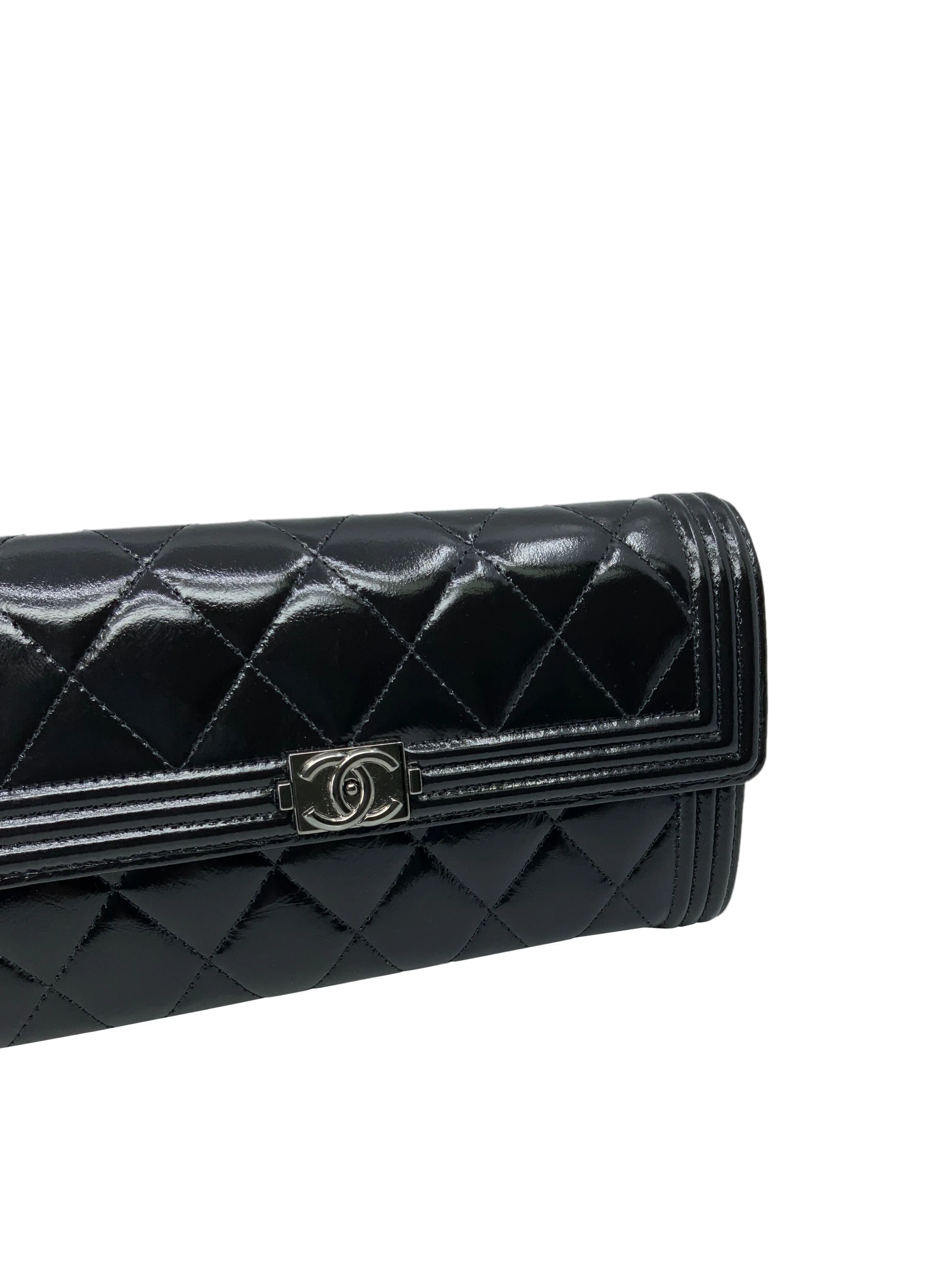 Chanel Quilted Glazed Aged Calfskin Long Boy Flap Wallet