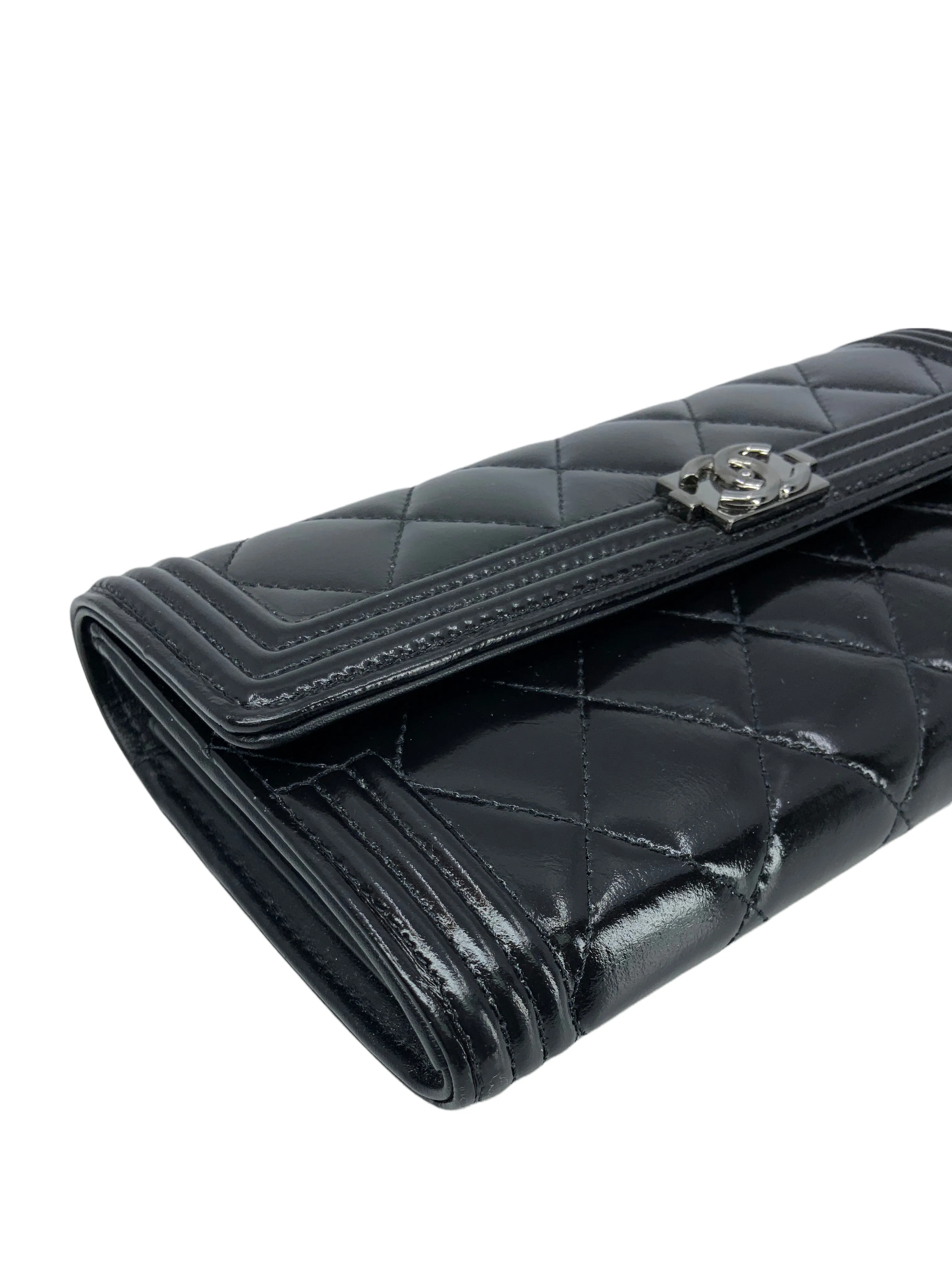 Chanel Quilted Glazed Aged Calfskin Long Boy Flap Wallet