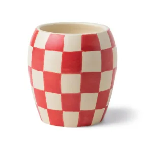 Checkmate Red Checkered Porcelain Candle - Rose and Santal