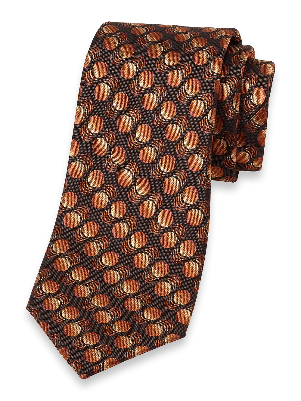 Circles Woven Silk Tie - Brown