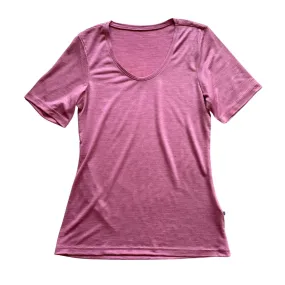 Damen T-Shirt rosé, Merinowolle & Seide (bio/GOTS)