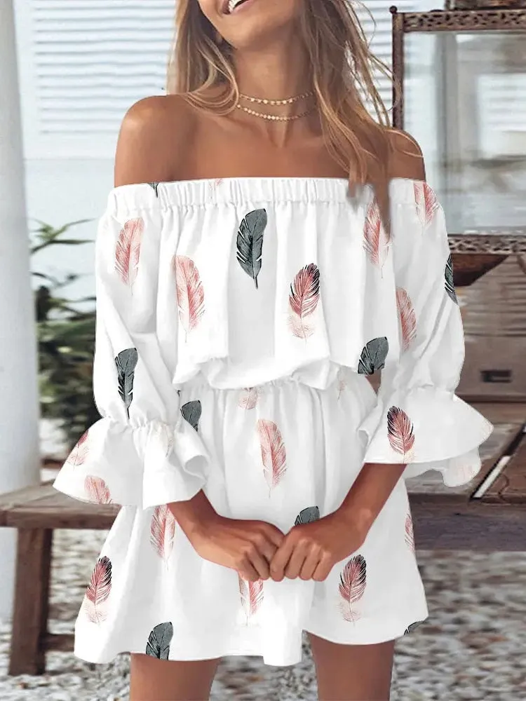 Den ganzen Sommer lang, sexy, schulterfreies Chiffon-Strandkleid