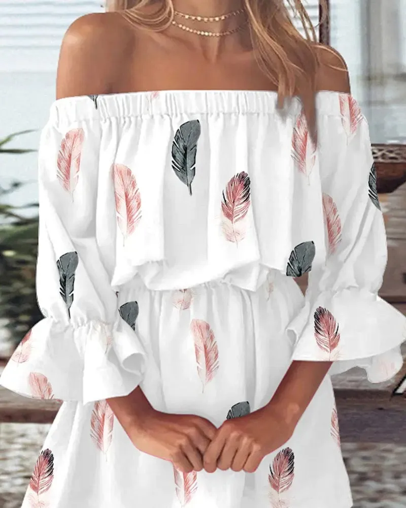 Den ganzen Sommer lang, sexy, schulterfreies Chiffon-Strandkleid