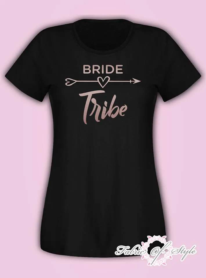 Do Party Bride Tribe Wedding Team T-shirt Ladies Female Rose Gold