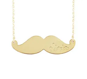 Engraved Mustache Necklace