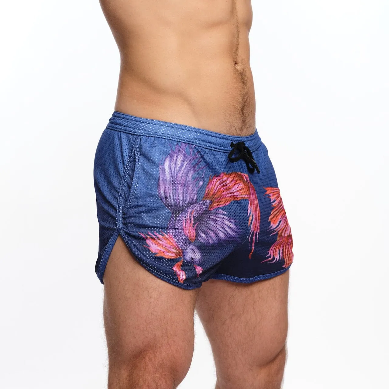 Fighting Fish Purple Mesh Shorts