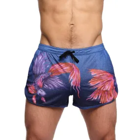 Fighting Fish Purple Mesh Shorts