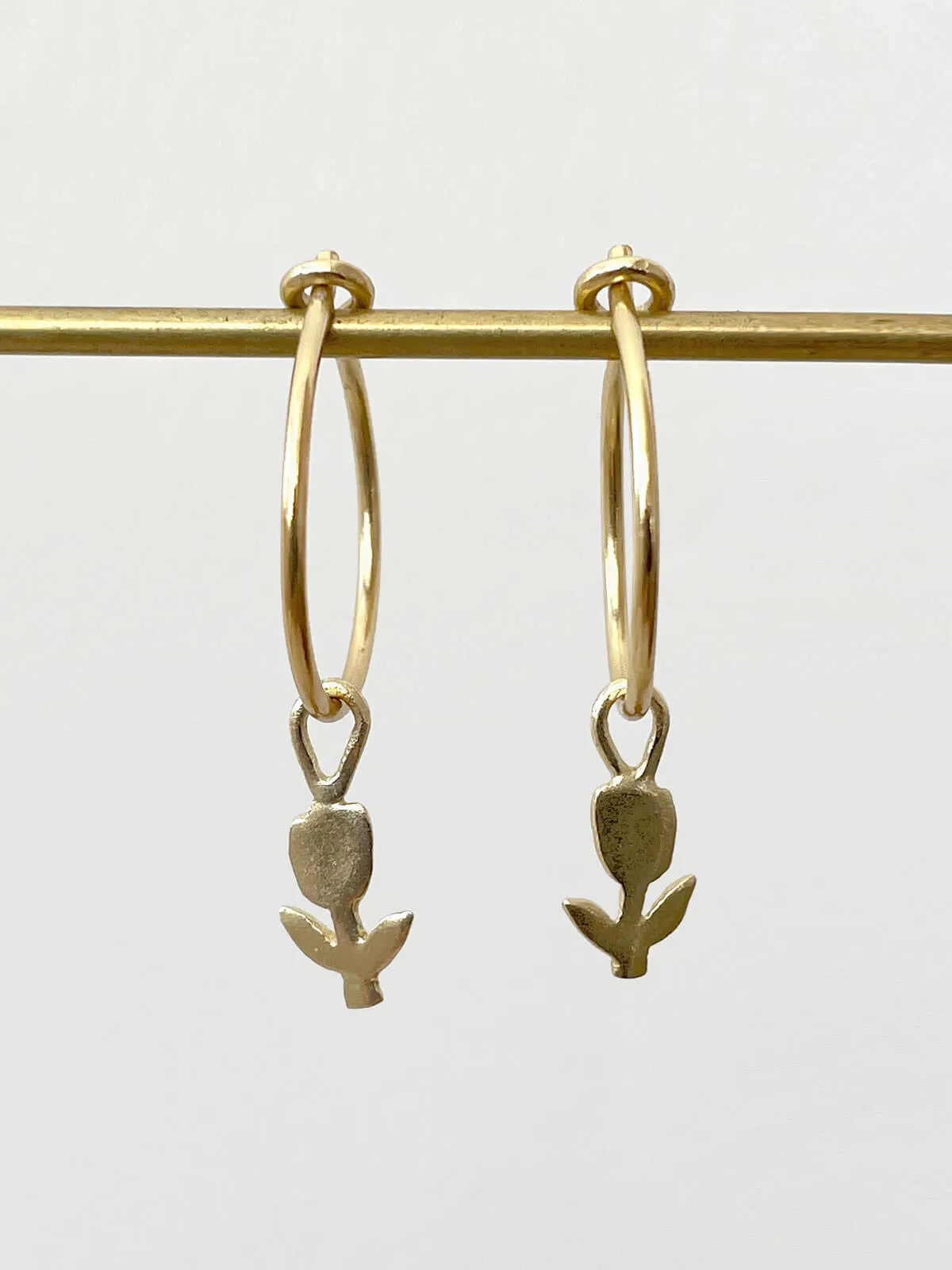 Gold Tulip Hoop Earrings