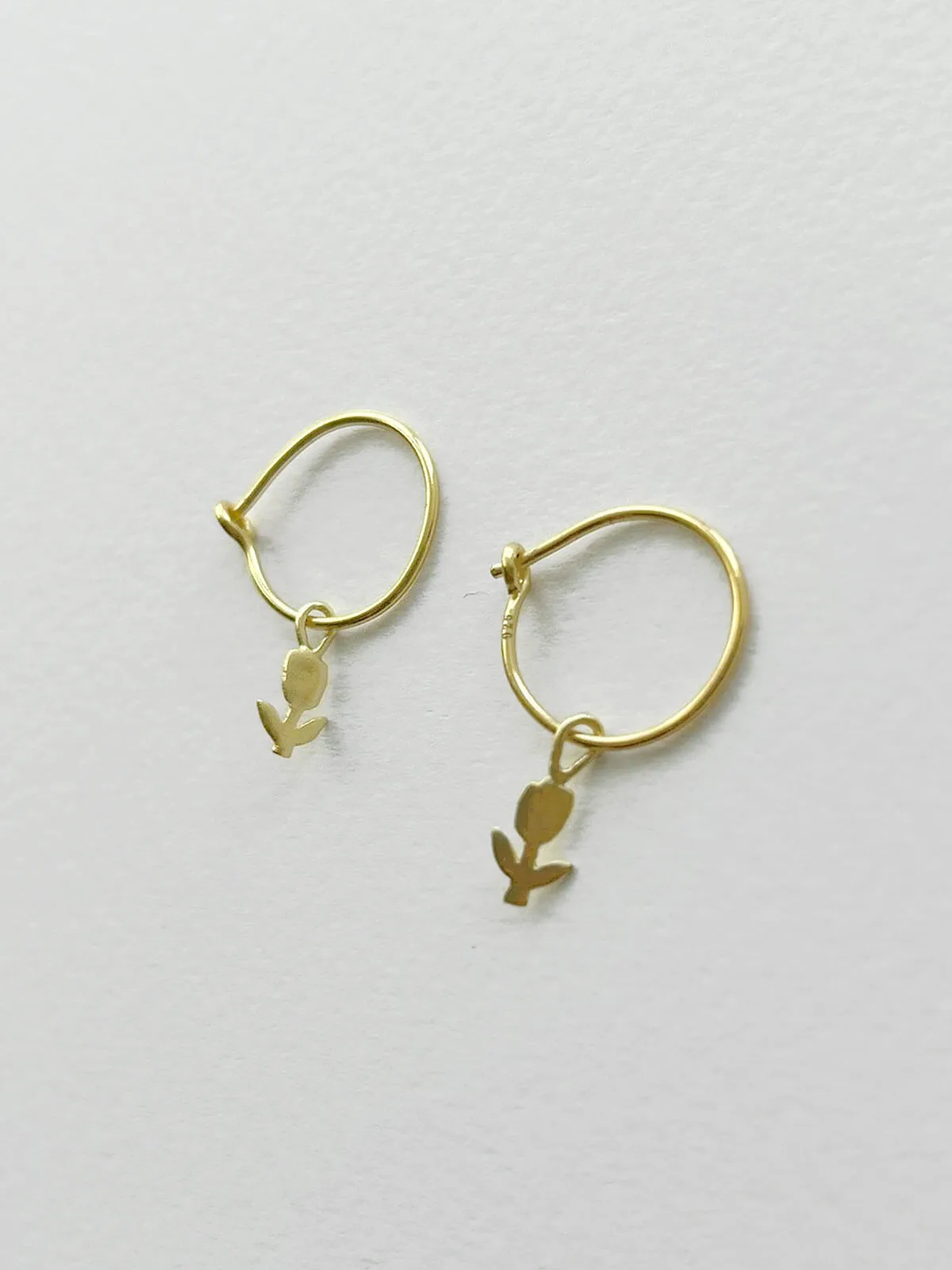 Gold Tulip Hoop Earrings