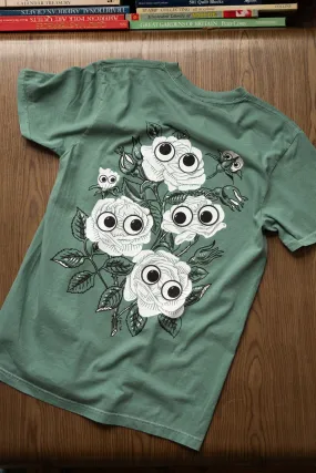 Googly White Roses Pocket Tee