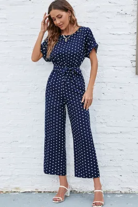 Jumpsuit mit Rundhalsausschnitt und Punkten