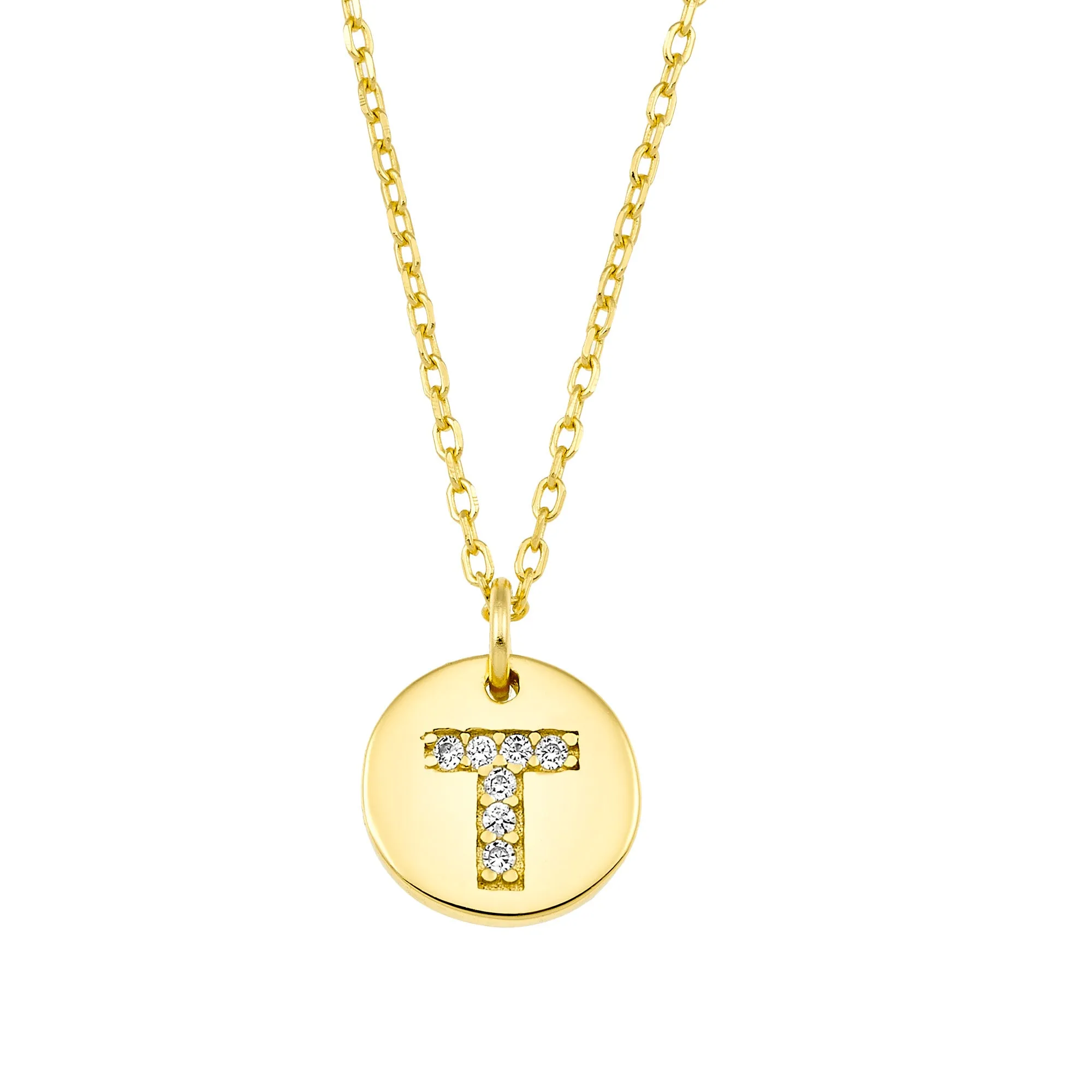 Magna | T Letter Necklace | White CZ | 18K Gold Plated 925 Silver