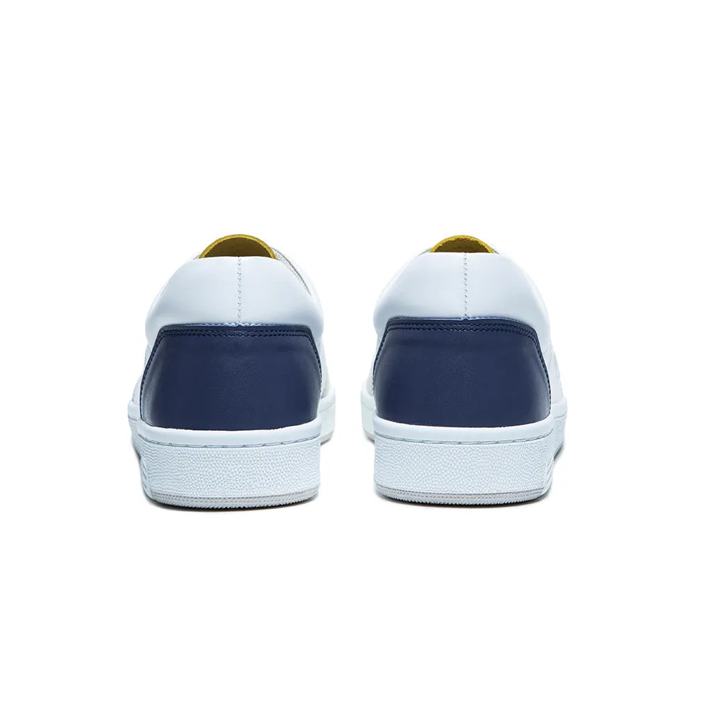 Men's Maker White Yellow Blue Logo Leather Sneakers 08214-053