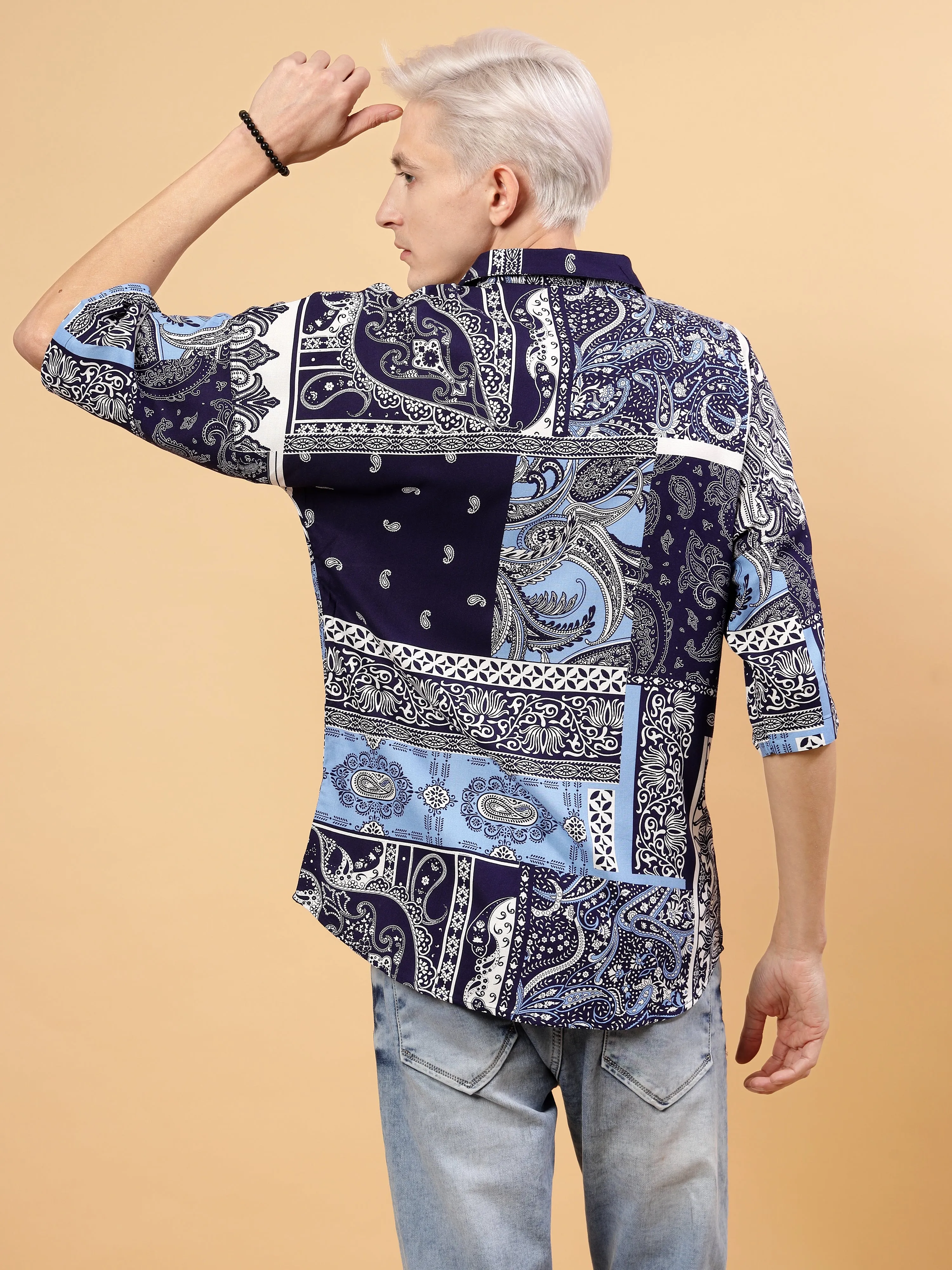 Modern Twist Men's Oversized Shirt With Paisley Print