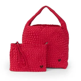 NEW: Langford Woven Hobo Tote - Cranberry Red