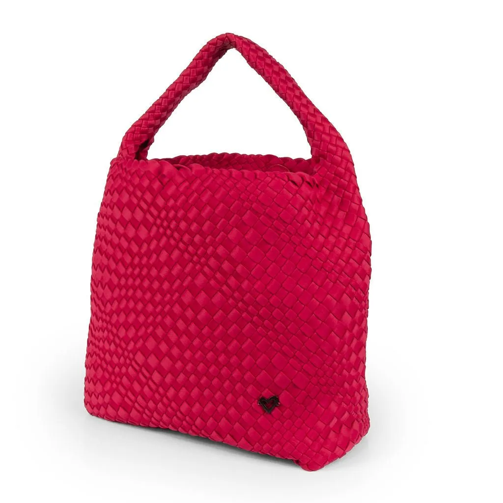 NEW: Langford Woven Hobo Tote - Cranberry Red