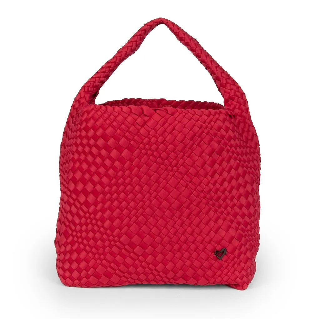 NEW: Langford Woven Hobo Tote - Cranberry Red