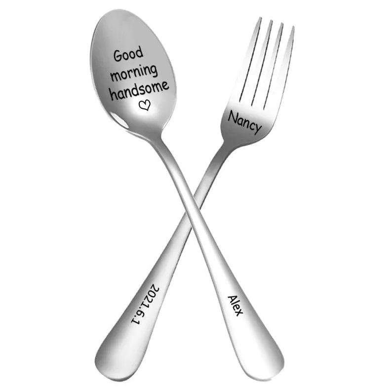 Personalized Silver Spoon Custom Silver Fork Teaspoon Engraving