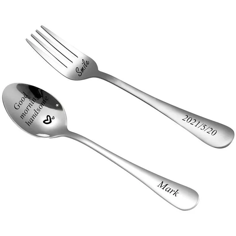 Personalized Silver Spoon Custom Silver Fork Teaspoon Engraving