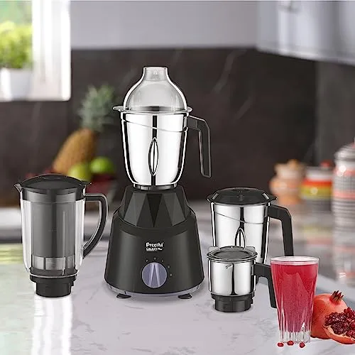 Preethi Galaxy Plus MG-250 Mixer grinder, 750 watt, Black, 4 Jars - Super Extractor juicer Jar