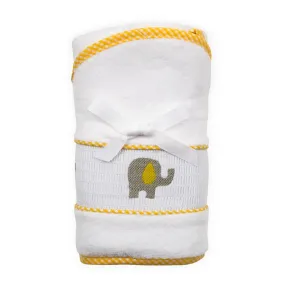 Yellow Elephant Smocked Hooded Towel